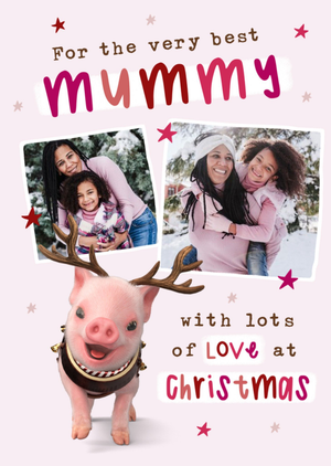 Moonpigs Cute Reindeer Pig Very Best Mummy Photo Upload Christmas Card