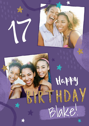 Cute 17th Photo Upload Birthday Card