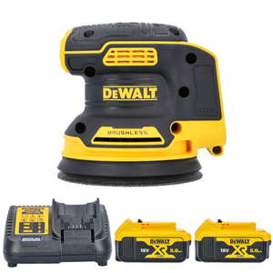 DeWalt DCW210 18V Brushless Orbital Sander With 2 x 5.0Ah Batteries & Charger