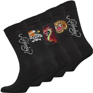 Ed Hardy Mens Meras Five Pack Dress Socks Black
