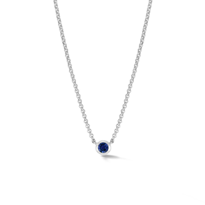Blue Sapphire Round Dewdrop Pendant In Sterling Silver (18")