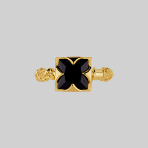 VAULT. Square Onyx & Ivy Ring - Gold - Gold / XLarge