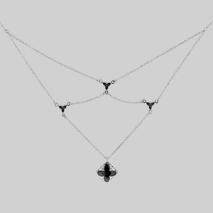 VAULT. Square Onyx Layered Choker - Silver