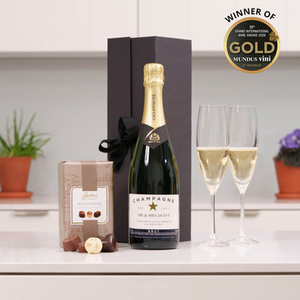 Personalised Champagne with Galway Flutes & Chocolates