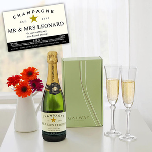 Personalised Champagne & Galway Crystal Flutes