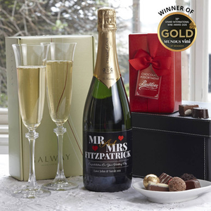 Personalised Mr & Mrs Wedding Gift Box & Champagne Flutes