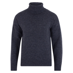 Mens British Wool Walter Submariner Roll Neck Jumper - Charcoal (XL)