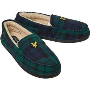 Lyle And Scott Vintage Mens Buster Moccasin Slippers Green Check