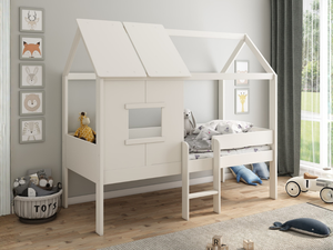 Kids Avenue Ordi Mini Playhouse Mid Sleeper Treehouse Bed White 
