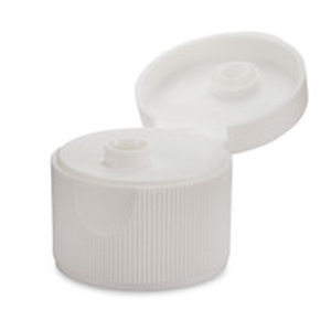 28-410 White PP Plastic Ribbed Flip Top Caps - 6029A