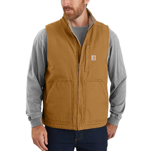 Loose Fit Washed Duck Sherpa Lined Mock Neck Vest