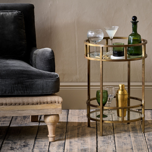 Nakuru Iron & Glass Drinks Table Brass