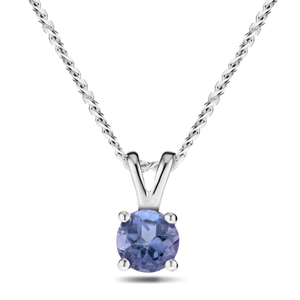 Tanzanite Solitaire Necklace Pendant 0.55ct in 9k White Gold 5.0mm