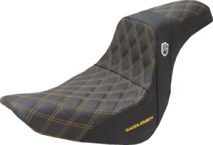 Saddlemen Pro Series SDC Performance Gripper Seat With Gold Stitching For Harley Davidson 2018-2025 Softail FLSB Sport Glide & FXLRS/FXLRST Low Rider S/ST Models (SC81829DGO)