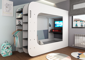 Trasman Loft Pod Single Gaming High Sleeper Bed with Desk and Sofa