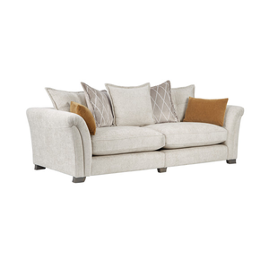 Ashby 4 Seater Pillow Back Sofa in Cream fabric