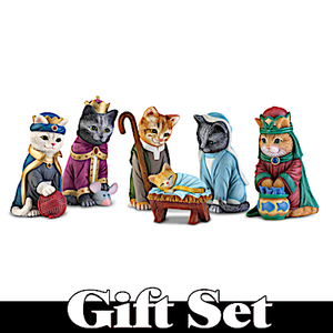 The PURR-fect Christmas Pageant Figurine Set
