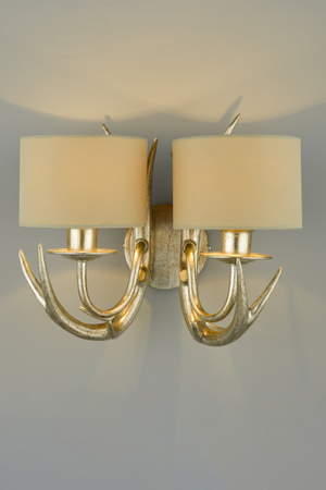 Laura Ashley Mulroy Antler Double Wall Light Champagne with Shades