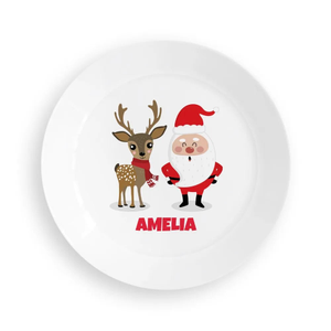 Santa & Reindeer Kids Plate