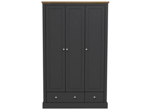LPD Furniture Devon 3 Door 2 Drawer White Wardrobe