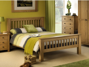 Julian Bowen Amsterdam Oak High Foot End Bed 5' King Size Wooden Bed