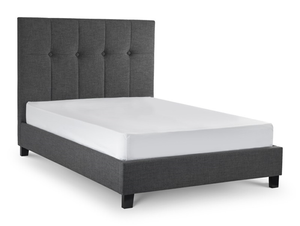 Julian Bowen Sorrento High Headboard Bed 5' King Size Slate Grey / Slate Linen Fabric Bed