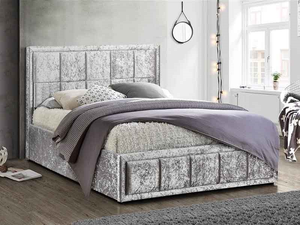Birlea Hannover Steel Crushed Velvet 4' Small Double Fabric Bed