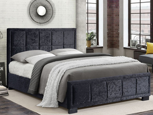 Birlea Hannover Black Crushed Velvet 4' 6" Double Fabric Bed