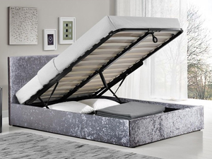 Birlea Berlin Crushed Velvet 4' 6" Double Crushed Velvet Black Ottoman Bed