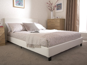 GFW Bed in a Box 4' Small Double Black Faux Leather Bed