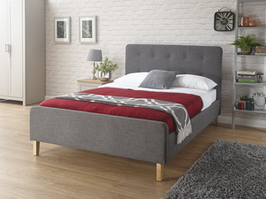GFW Ashbourne Dark Grey 5' King Size Grey Fabric Fabric Bed
