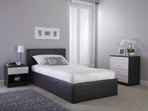 GFW Side Lifting 3' Single Black Leather Ottoman Bed