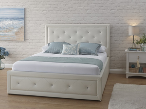 GFW Hollywood White Ottoman 4' 6" Double Ottoman Bed