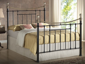 Birlea Bronte 5' King Size Cream and Brass Metal Bed