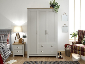 GFW Lancaster 3 Door 2 Drawer Paint Grey Wardrobe