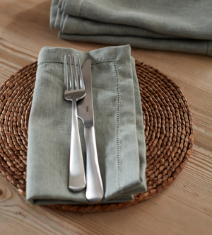 Olive Green Cotton Linen Napkins - Set of 4