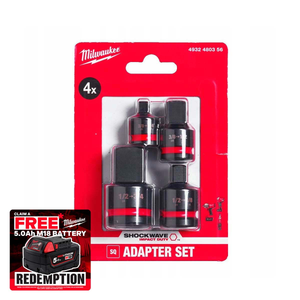Milwaukee 4932480356 Impact Socket Square Adaptor Set (4 Pieces)