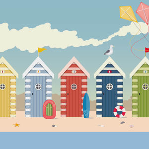 Origin Beach Huts Multi Wall Mural - MUR182M