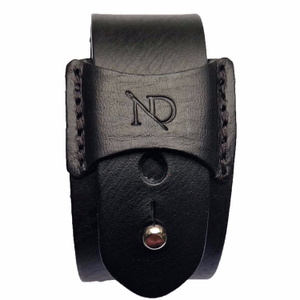 Finsbury Black Natural Grain Leather Bracelet With Silver Button