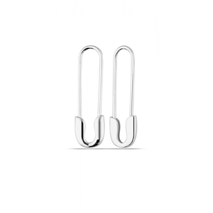 Sterling Silver Safety Pin Earrings - Silver (one size)