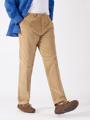 Sand Corduroy Drawstring Waist Trousers