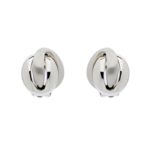 Platinum Satin Knot Clip On Earrings