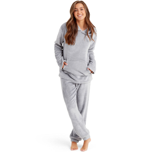 Snuggaroo Womens Soft Fleece Hooded Loungewear Set - M / Grey