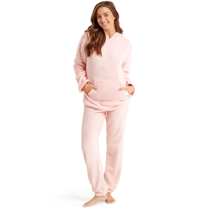 Snuggaroo Womens Soft Fleece Hooded Loungewear Set - M / Pink