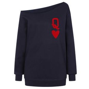 Queen Of Hearts Oversized Jumper In Navy (one size)