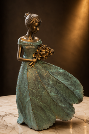 Mellina Elegant Lady in Bronze with Blue Leaves Dress New Collection