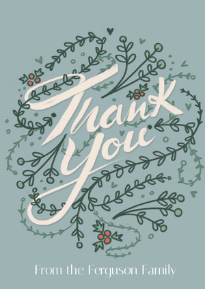 Illustrated Foliage Christmas Thank You Card