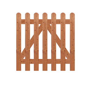 Brown Pressure Treated 0.9M x 0.9M Round Top Picket Gate