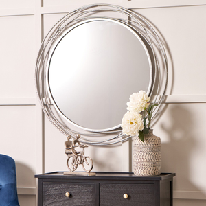 Dimitra Antique Silver Round Wall Mirror