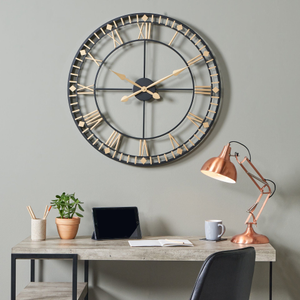 Albion Antique Bronze & Gold Metal Round Skeleton Wall Clock